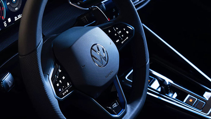 View info center in the cabin of Volkswagen Golf R.