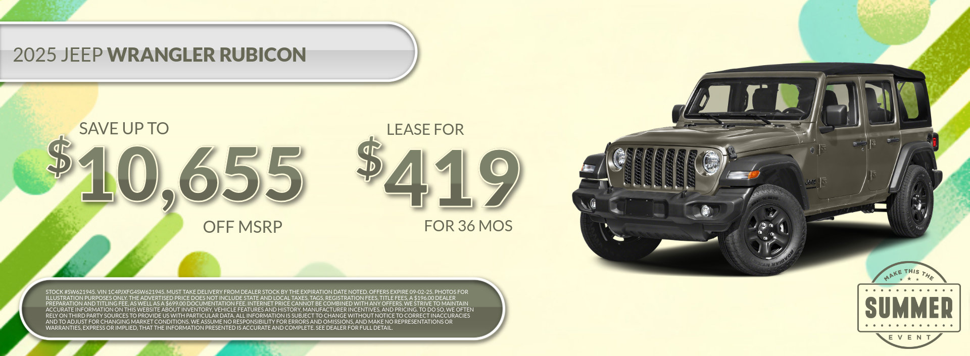 2025 Jeep Wrangler Rubicon Special Lease Offer