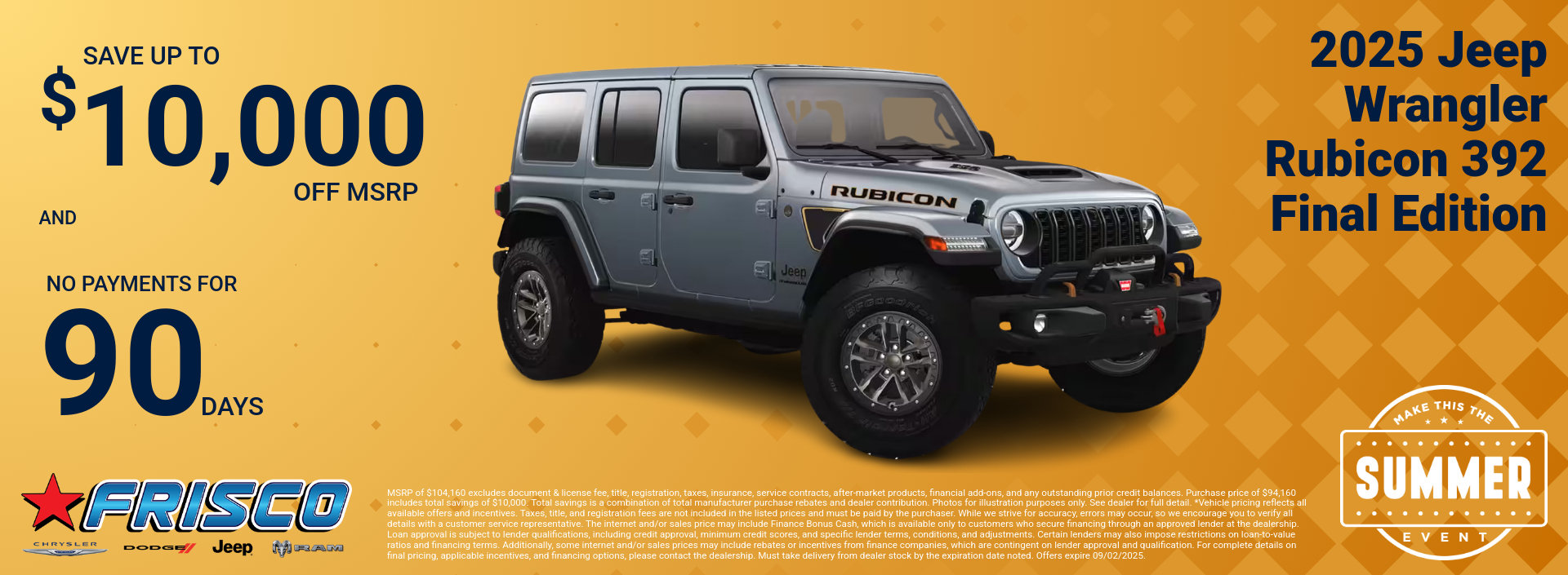 2025 Jeep Wrangler Rubicon 392 Special lease Offer
