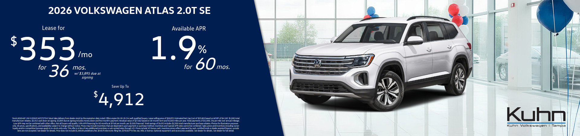 New VW Atlas 2.0T SE Special Offer