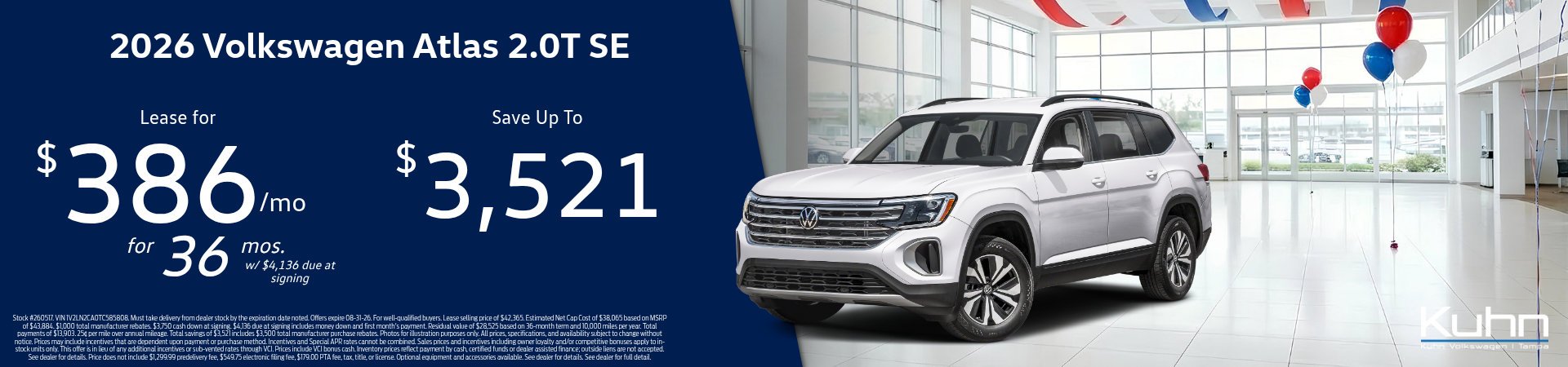 New VW Atlas 2.0T SE Special Offer