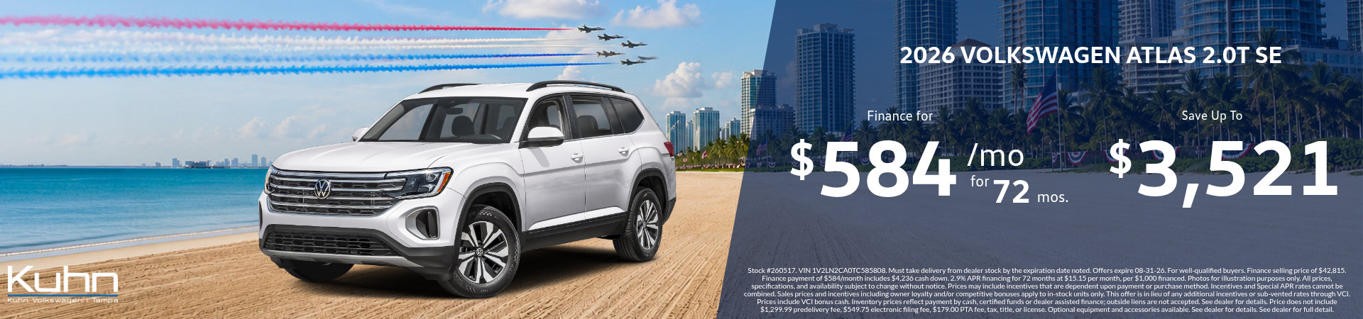 New VW Atlas 2.0T SE Special Offer