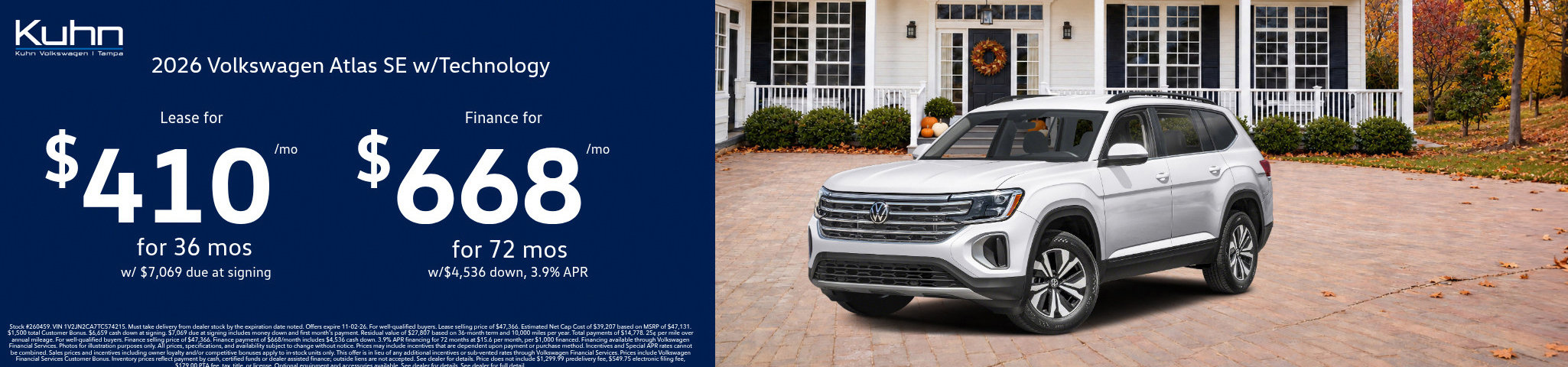 Kuhn Volkswagen 2026 Volkswagen Atlas SE w/Technology: 2 Offers