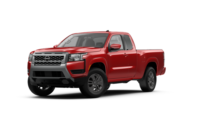 Red Nissan Frontier SV trim.